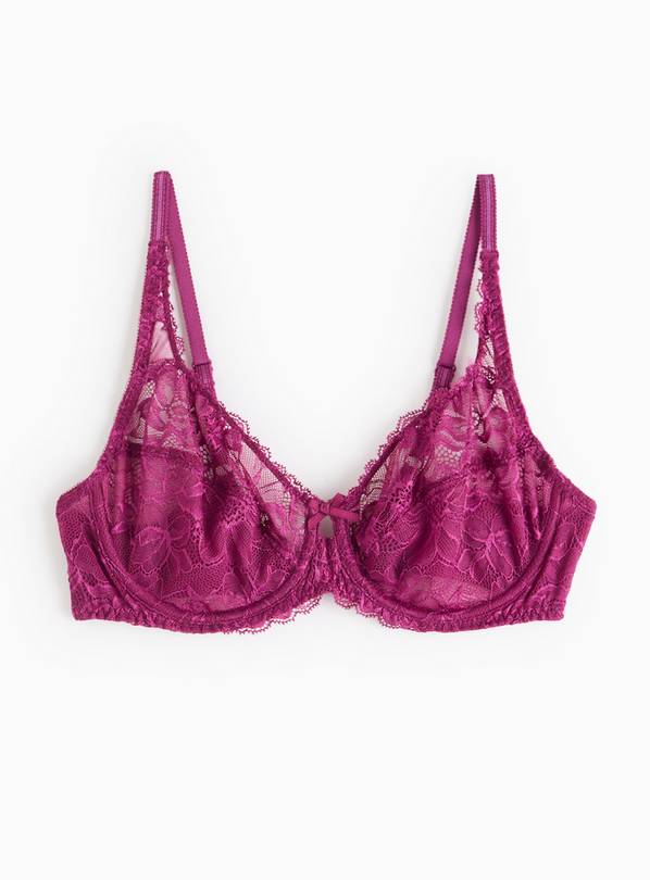 Magenta Floral Lace Underwired Full Cup Bra  40D